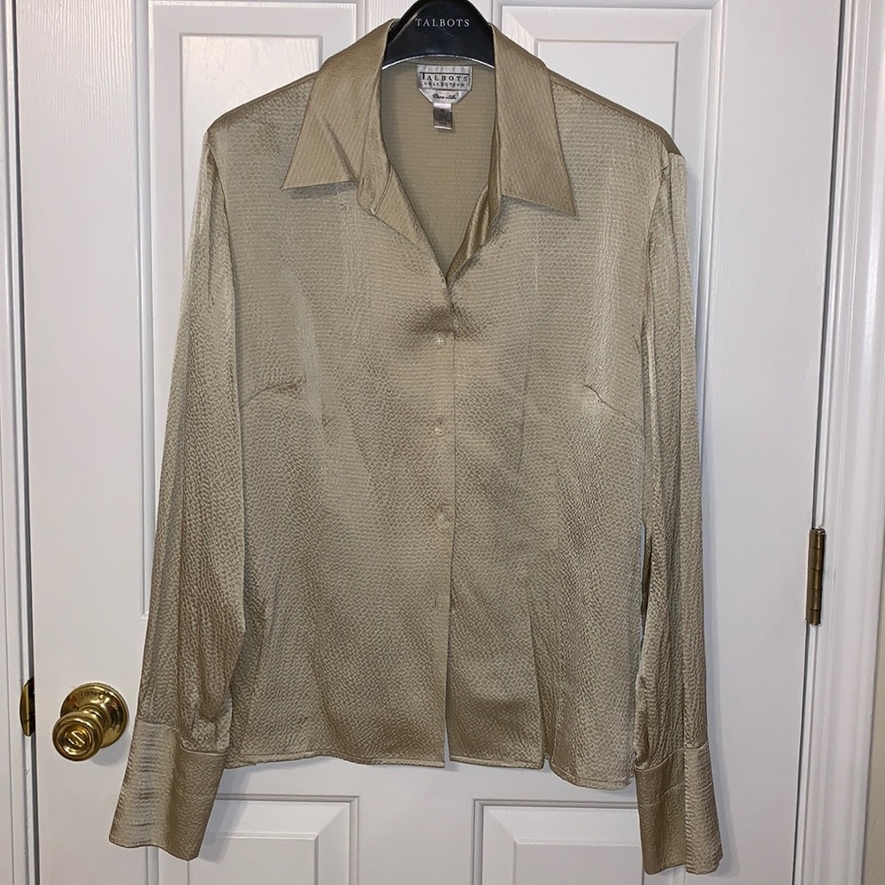 TALBOTS COLLECTION PURE SILK LONG SLEEVE BLOUSE